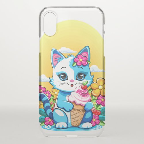 Kitty Cat with ice cream Summer Kawaii Character  iPhone X Case