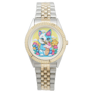Kitty Cat with ice cream Summer Kawaii Character  Watch