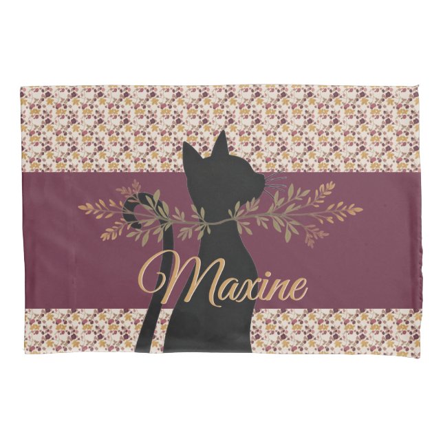 Kitty cat with name typography pillow case (Front)