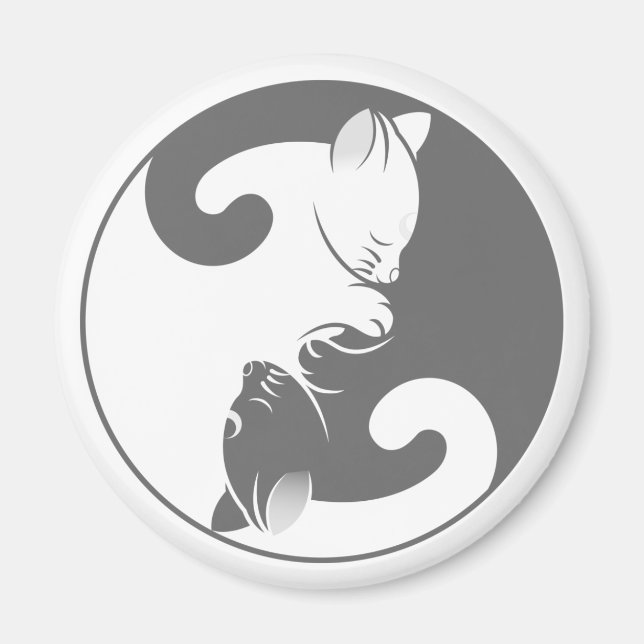 Kitty Cat Yin Yang | Gray Magnet (Front)