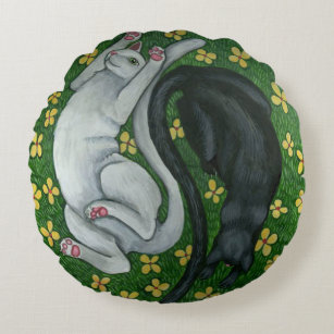 yin yang cat pillow