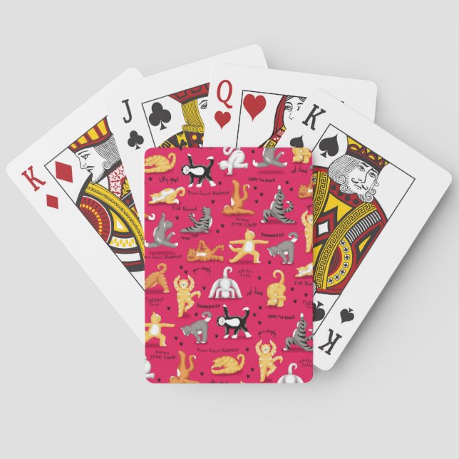 Kitty Cat Yoga Poses Red Blue Yellow Poker Cards (Back)