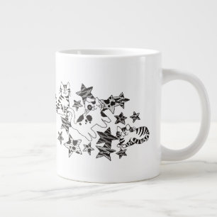Kitty Cats and Stars in Space Giant Coffee Mug