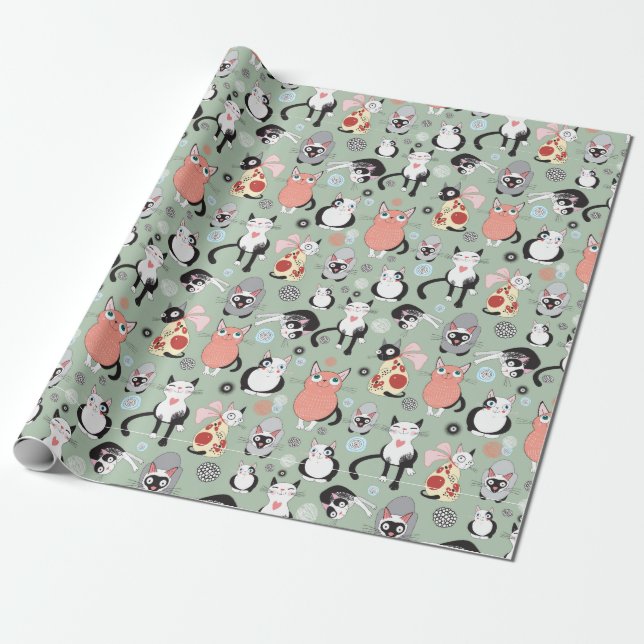 Kitty Cats Cat Lovers  Wrapping Paper (Unrolled)