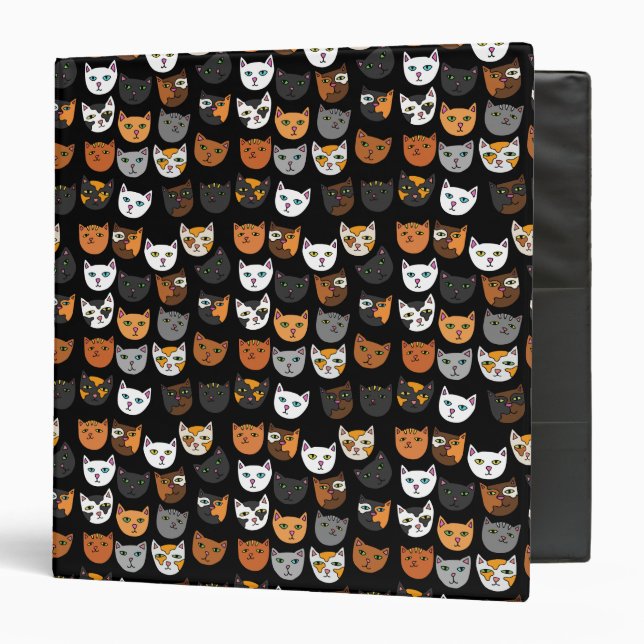 Kitty Cats everywhere pattern 3 Ring Binder (Front/Inside)
