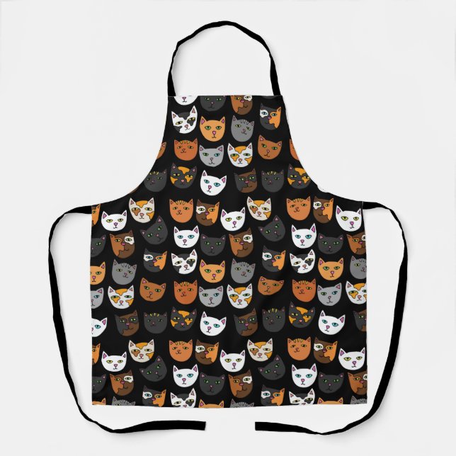 Kitty Cats everywhere pattern Apron (Front)