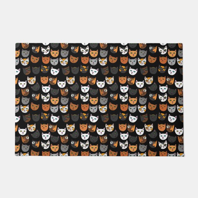 Kitty Cats everywhere pattern Doormat (Front)