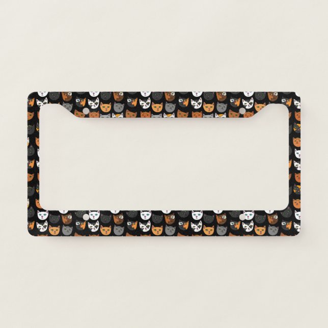 Kitty Cats everywhere pattern License Plate Frame (Front)