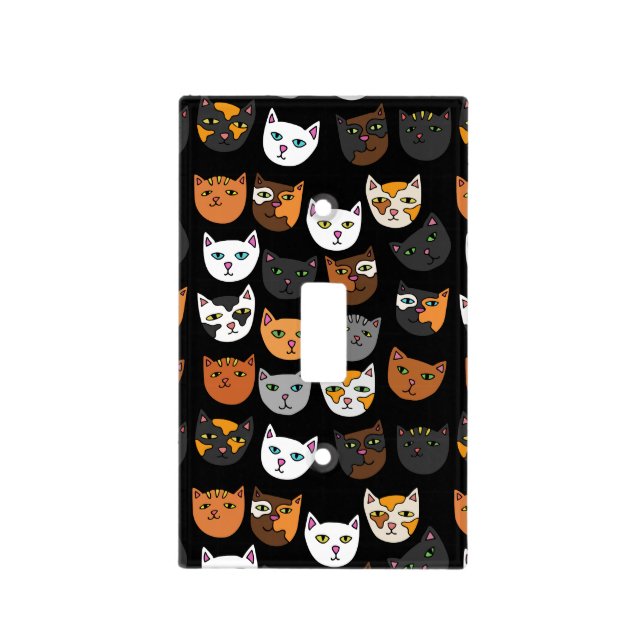 Kitty Cats everywhere pattern Light Switch Cover (Front)