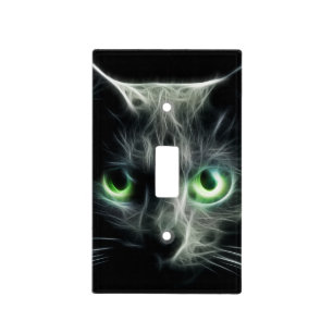 Kitty cats green glow eyes- light switch cover