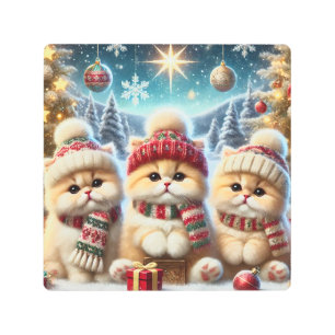 Kitty Cats in Christmas Decor and Snow 