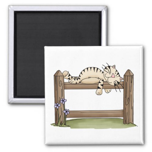 Kitty Cats  Kitty on Fence Magnet