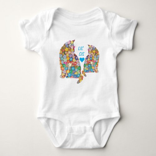 Kitty Cats Lil Sis Heart Love Kittens Baby Bodysuit