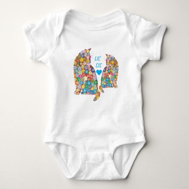 Kitty Cats Lil' Sis Heart Love Kittens Baby Bodysuit (Front)
