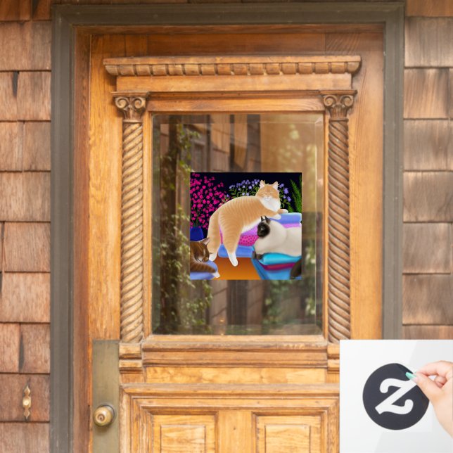 Kitty Cats Love Clean Laundry Window Cling (Home Door)