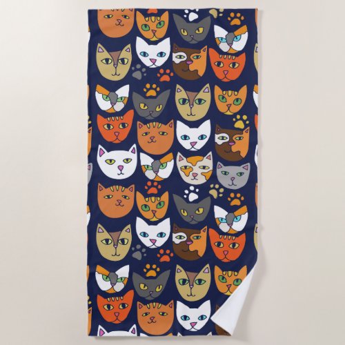 Kitty Cats Pattern Cat Person Beach Towel