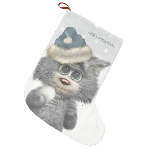 Kitty Cats Winter Wonderland Personalized Small Christmas Stocking