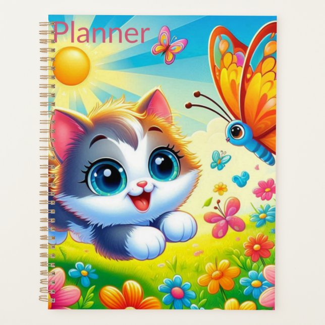 Kitty Chasing A Butterfly Planner (Front)
