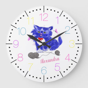 Kitty children cartoon personalized large clock