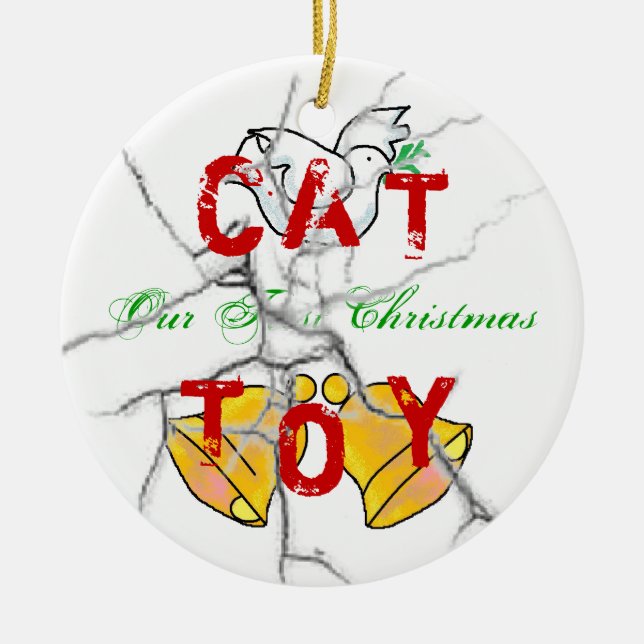 Kitty Christmas Ceramic Ornament (Front)