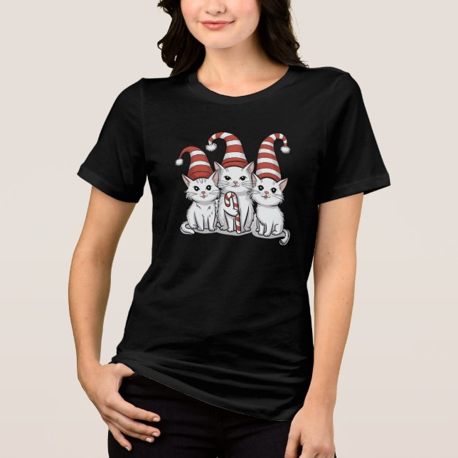 Kitty Christmas,Feline Christmas,Meowry Christmas  Tri-Blend Shirt (Front)