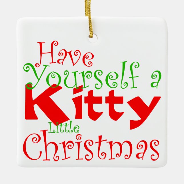 Kitty Christmas Holiday Pet Ornament (Front)
