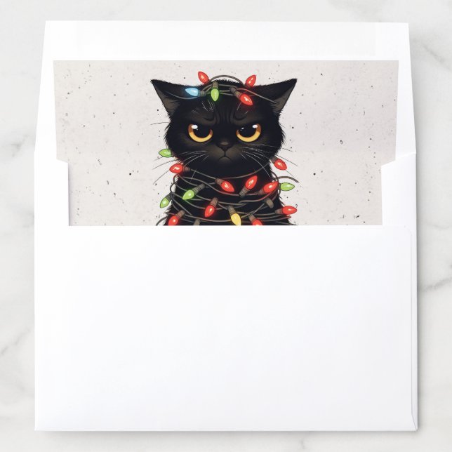 Kitty Christmas Lights Envelope Liner (In Envelope)