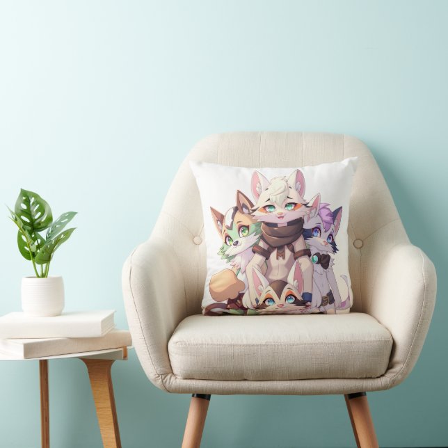 Kitty Club Throw Pillow (Chair)