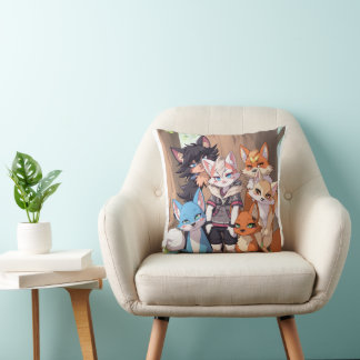 Kitty Club Too Throw Pillow