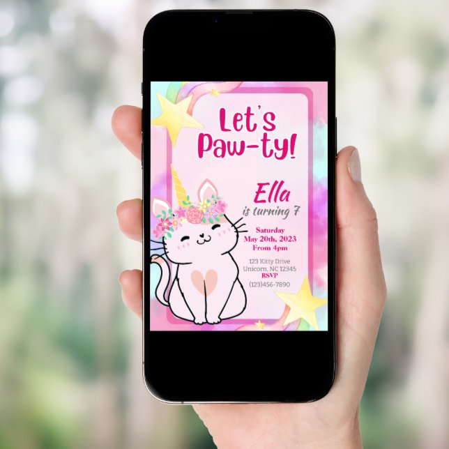 Kitty-Corn Birthday Invitation (Front Digital)