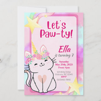 Kitty-Corn Birthday Invitation
