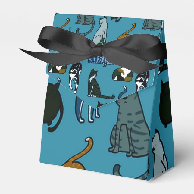 Kitty Corner Cat Pattern Favor Box (Front Side)