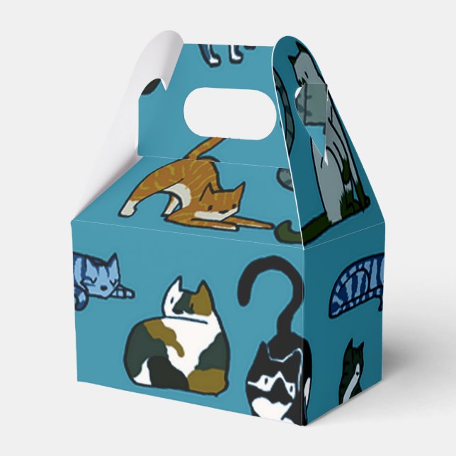 Kitty Corner Cat Pattern Favor Box (Front Side)