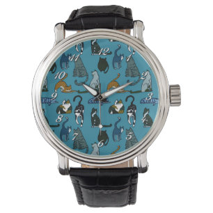 Kitty Corner Cat Pattern Wrist Watch