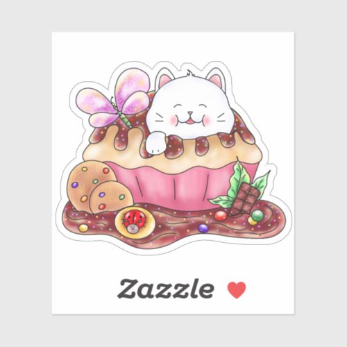 Kitty Cupcake Dessert  Sticker