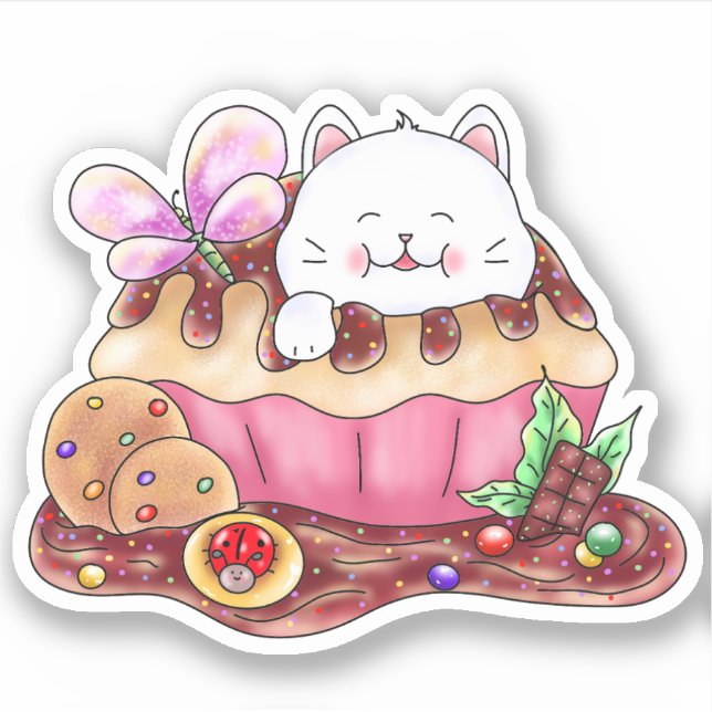 Kitty Cupcake Dessert | Sticker (Front)