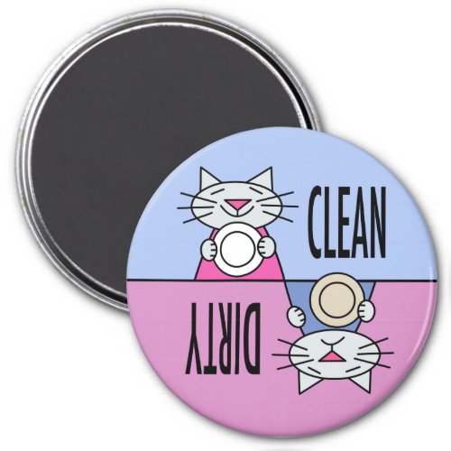 Kitty dishwasher clean dirty blue pink magnet