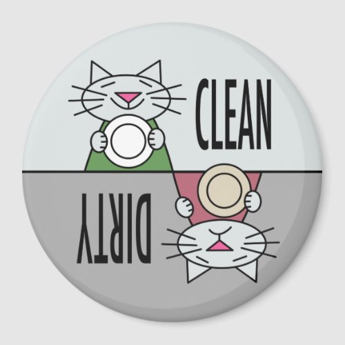 Kitty dishwasher clean dirty in grey magnet