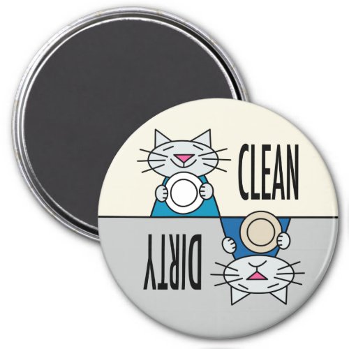 Kitty dishwasher grey turquoise magnet