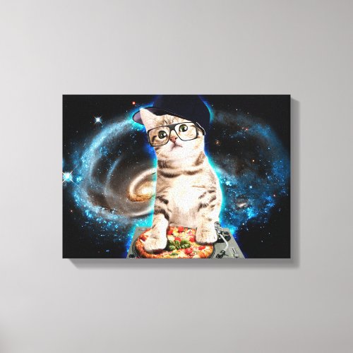 kitty dj cat canvas print
