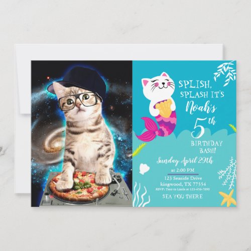 kitty dj cat invitation