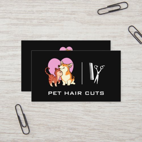 Kitty Doggie Heart Logo Business Card
