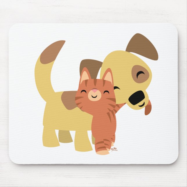 Kitty & Doggy cartoon mousepad (Front)