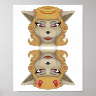 Kitty evil angel cute animals illustration poster