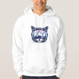 Kitty Face Cat with Ski Glasses Hoodie