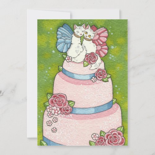 Kitty Fairy Wedding Cake Topper Invitation