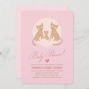 Kitty Family Pink Baby Shower Invite Girl