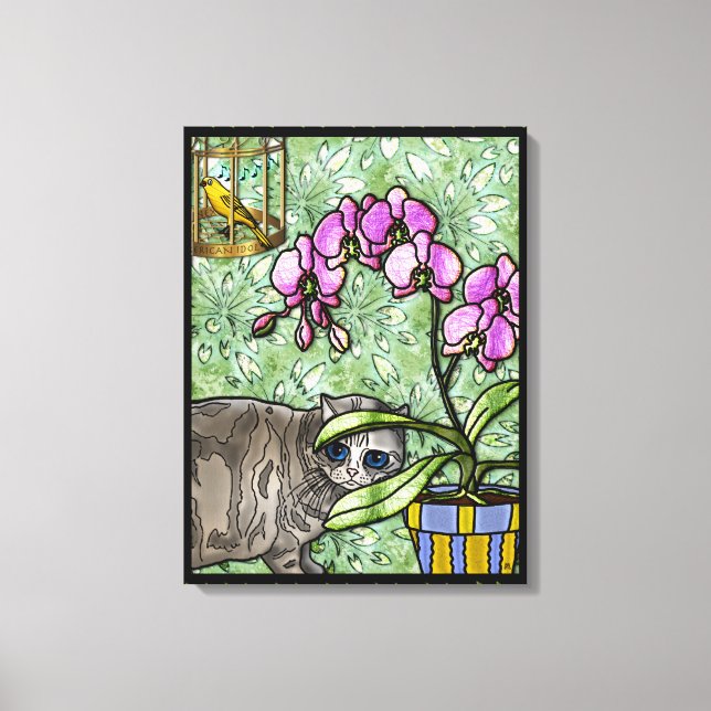 Kitty, Fuschia & Tweet (Gallery Wrapped Canvas) Canvas Print (Front)