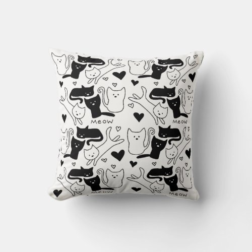 Kitty Galore Pattern Throw Pillow