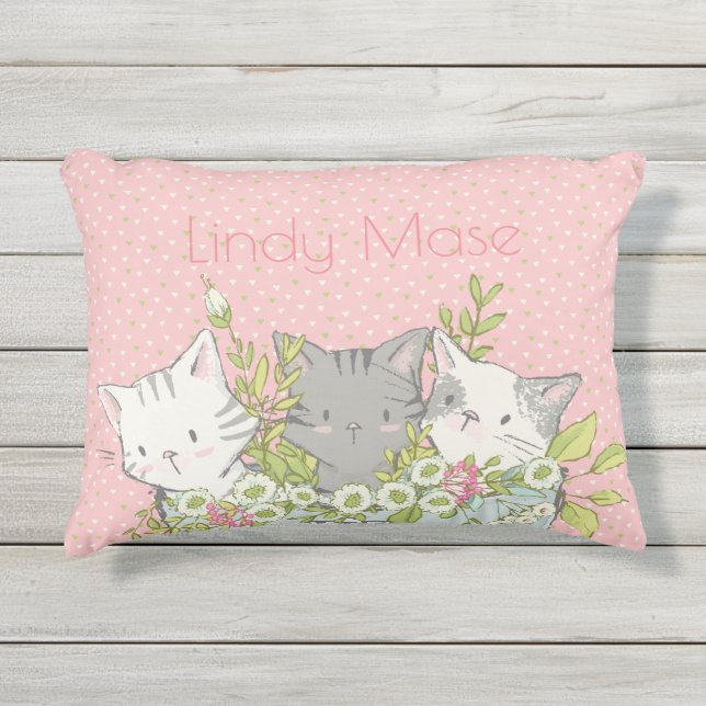 Kitty Girls room pillow personalized with name (Front)